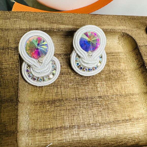 Handmade Earrings  Soutache handcrafted‎ Unique Stud Closure - Picture 1 of 8